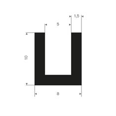 Volrubber U-profiel 5mm / BxH=8x10mm (L=100m)