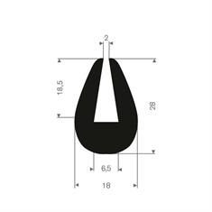 Volrubber U-profiel 6,5mm /BxH=18x28mm (L=50m)