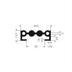 Volrubber U-profiel BxH= 33,5x11,5mm (L=50m)