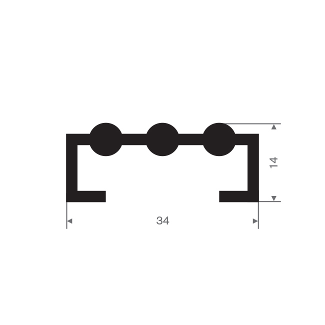 Volrubber U-profiel BxH=34x14mm (L=100m)