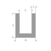 Volrubber U-profiel grijs 6mm / BxH= 10x12mm (L=50m)