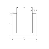 Volrubber U-profiel wit 8mm / BxH=12x12mm (L=50m)